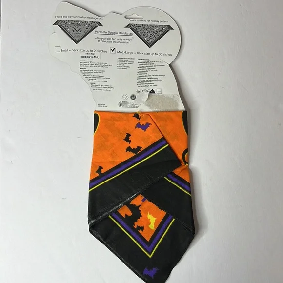 DOG Bandanas Halloween NeckTies NEW LOT of 3 Black Orange 2 size SM 1 size M/L - Picture 8 of 16